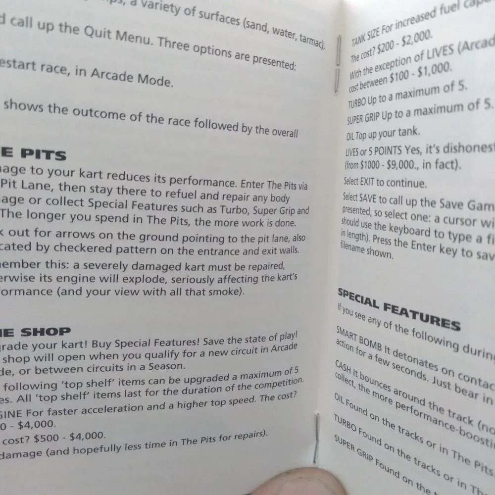 Superkarts PC Game 1995 with Instruction‎ Manual Vintage Media